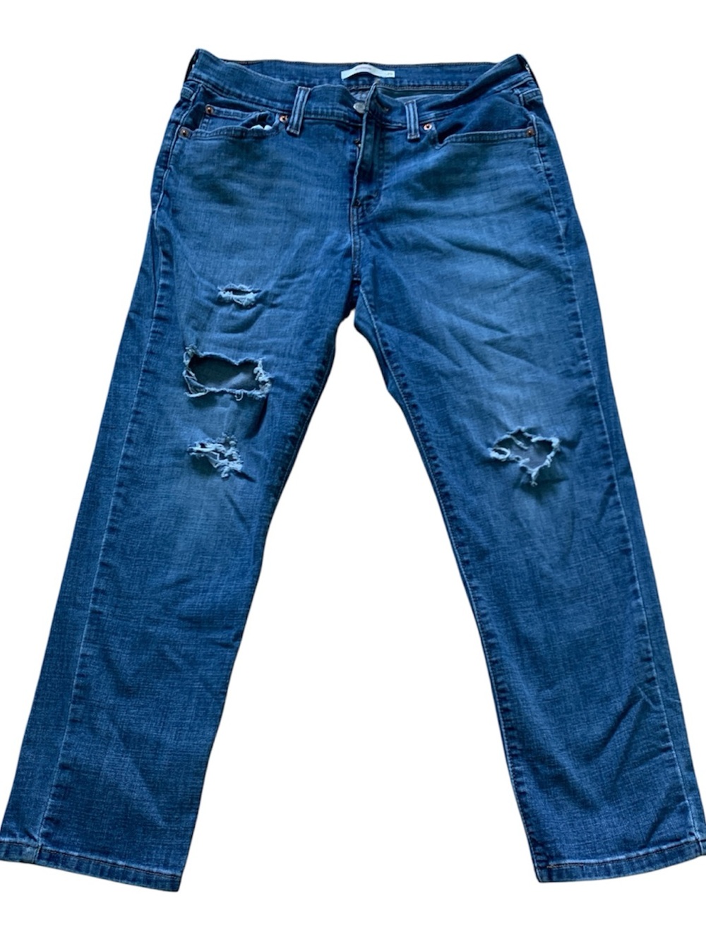Levi's Blue Distressed Relaxed Jeans